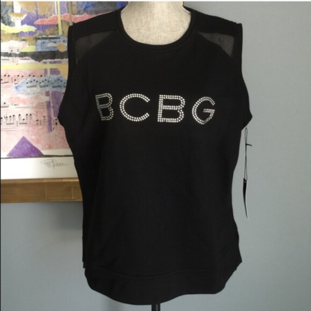 BCBG Studded Mesh Top
